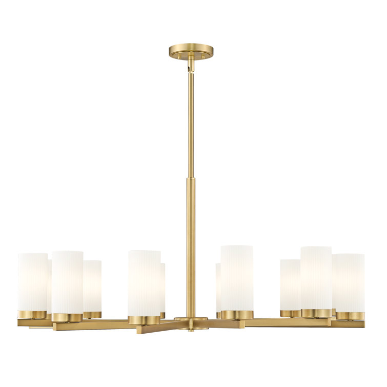 Modern Gold 12-Light Chandelier with Frosted Glass Shades
