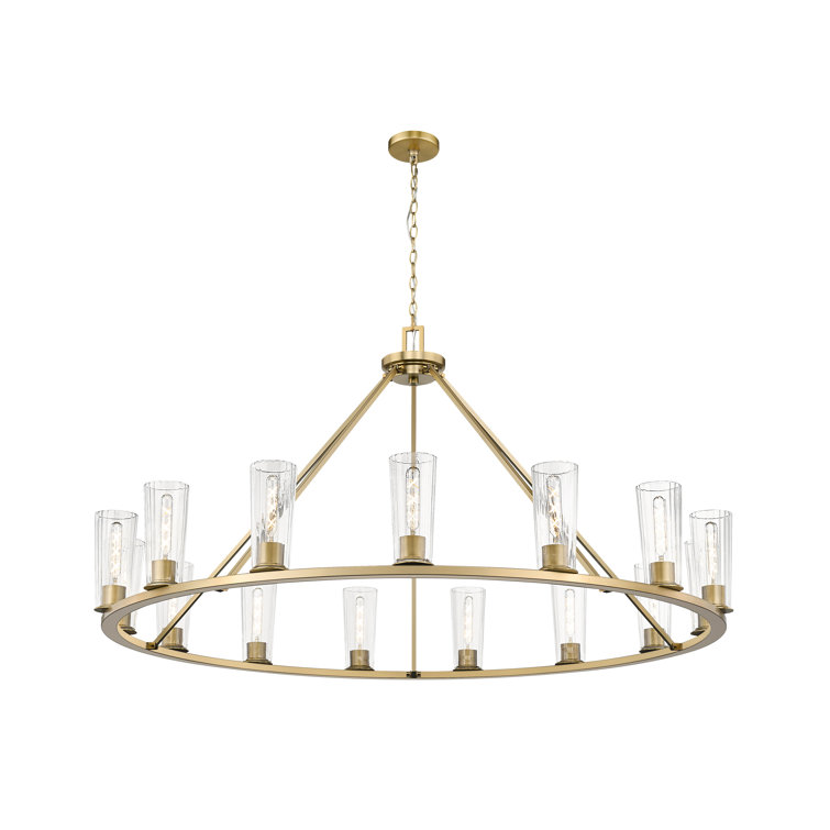 Modern Gold 15-Light Chandelier with Clear Glass Shades