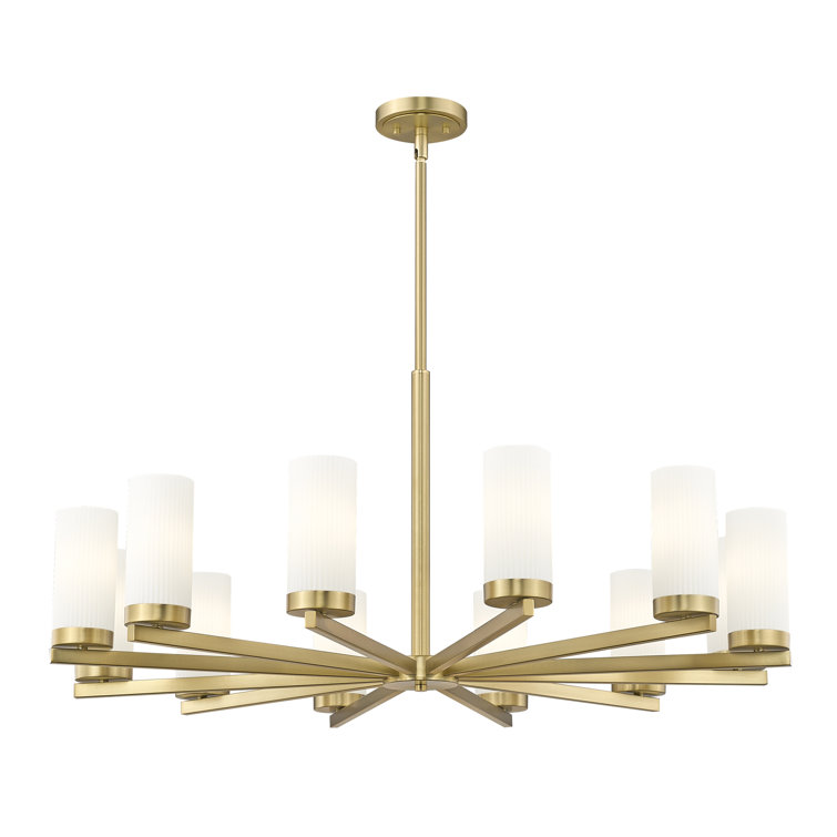 Modern Gold 12-Light Chandelier with Frosted Glass Shades