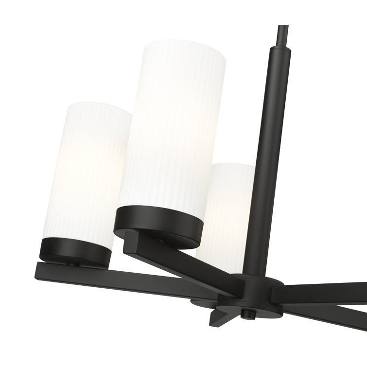 Matte Black Mini Chandelier with White Glass Shades