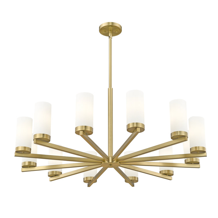 Modern Gold 12-Light Chandelier with Frosted Glass Shades