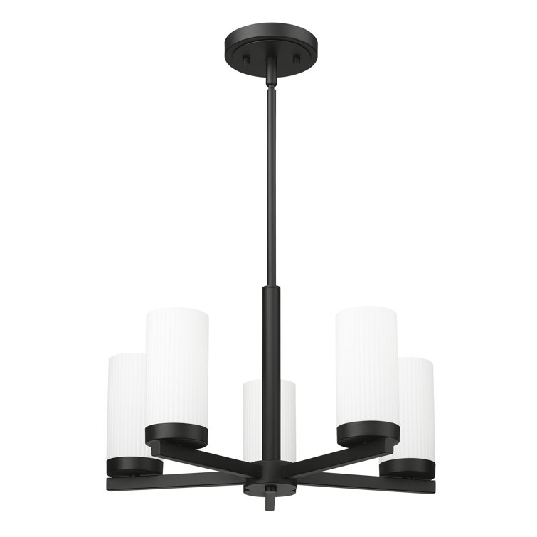 Matte Black Mini Chandelier with White Glass Shades