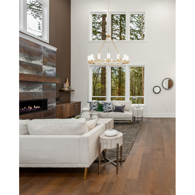Modern Gold 15-Light Chandelier with Clear Glass Shades