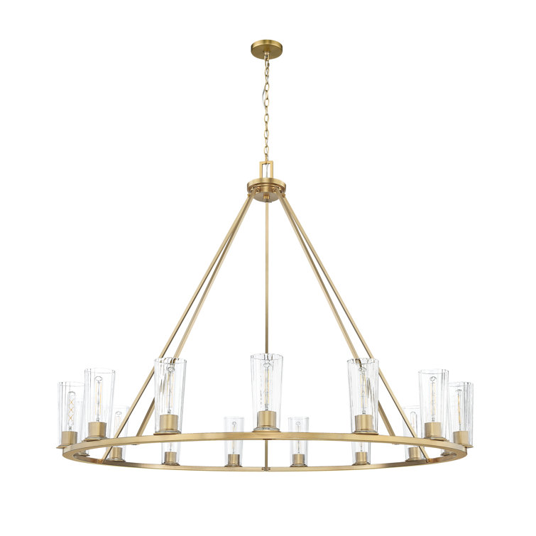 Modern Gold 15-Light Chandelier with Clear Glass Shades