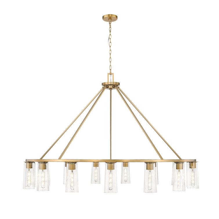 Modern Gold 15-Light Chandelier with Clear Glass Shades
