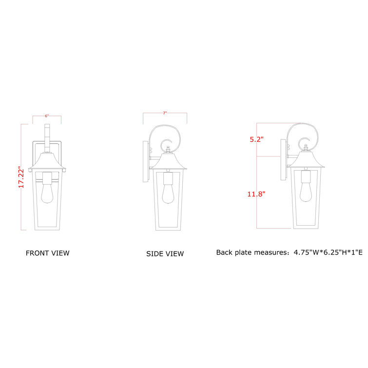 Gannon Black Dimmable Outdoor Wall Lantern
