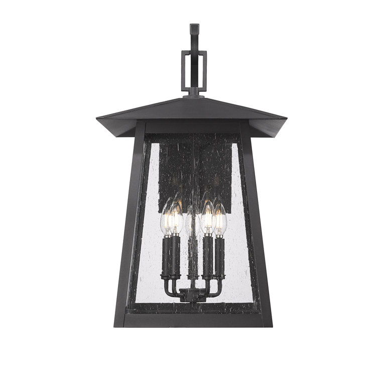 Rainer Black 5-Light Outdoor Wall Lantern with Seeded Glass