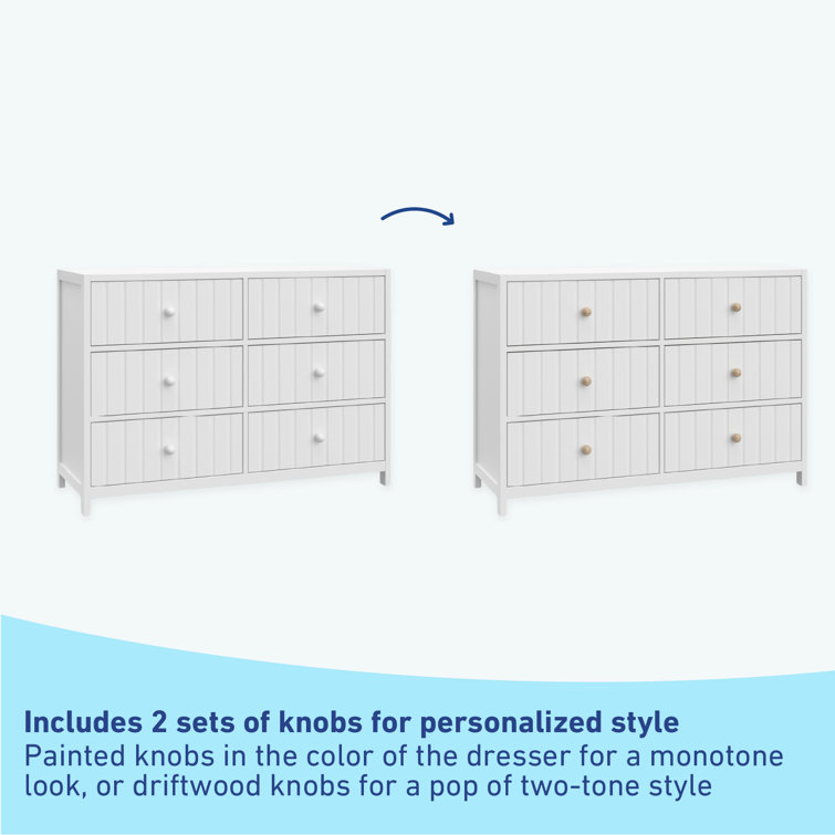 White Wood 6-Drawer Double Nursery Dresser