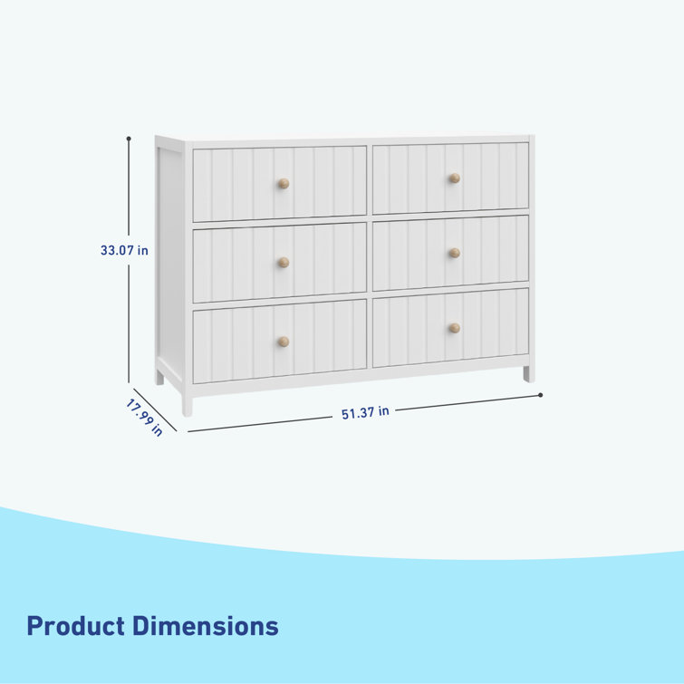 White Wood 6-Drawer Double Nursery Dresser