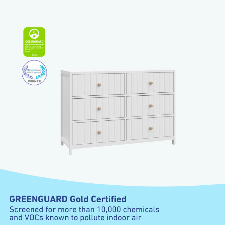 White Wood 6-Drawer Double Nursery Dresser