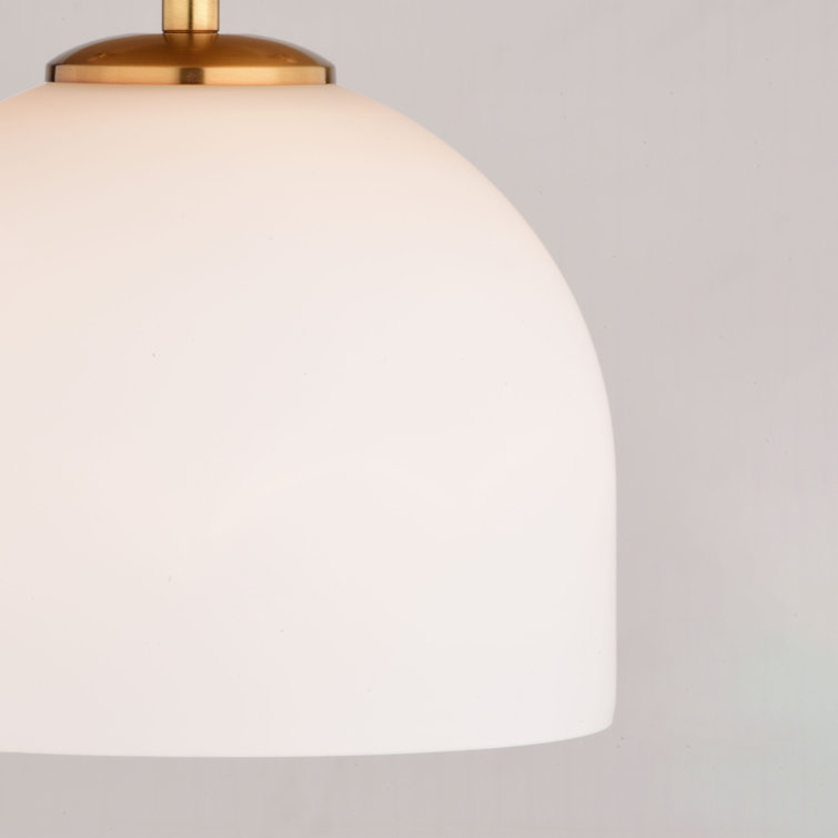 Shelby 9.25-Inch Brass and White Glass Semi-Flush Mount Light