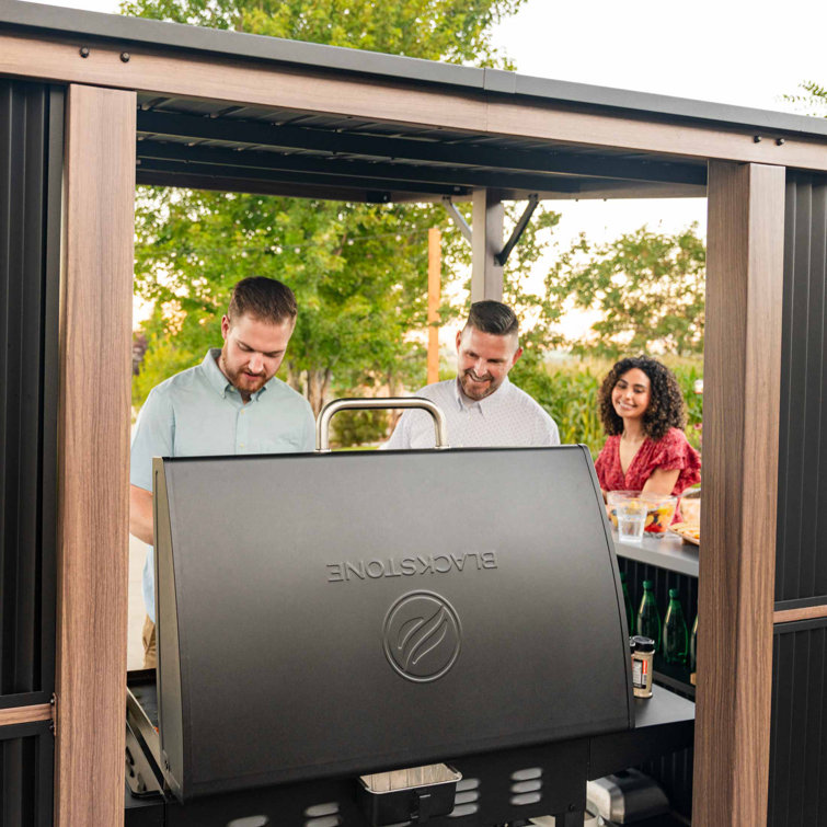 Black 10' x 10' Steel Outdoor Bar and Grill Pavilion