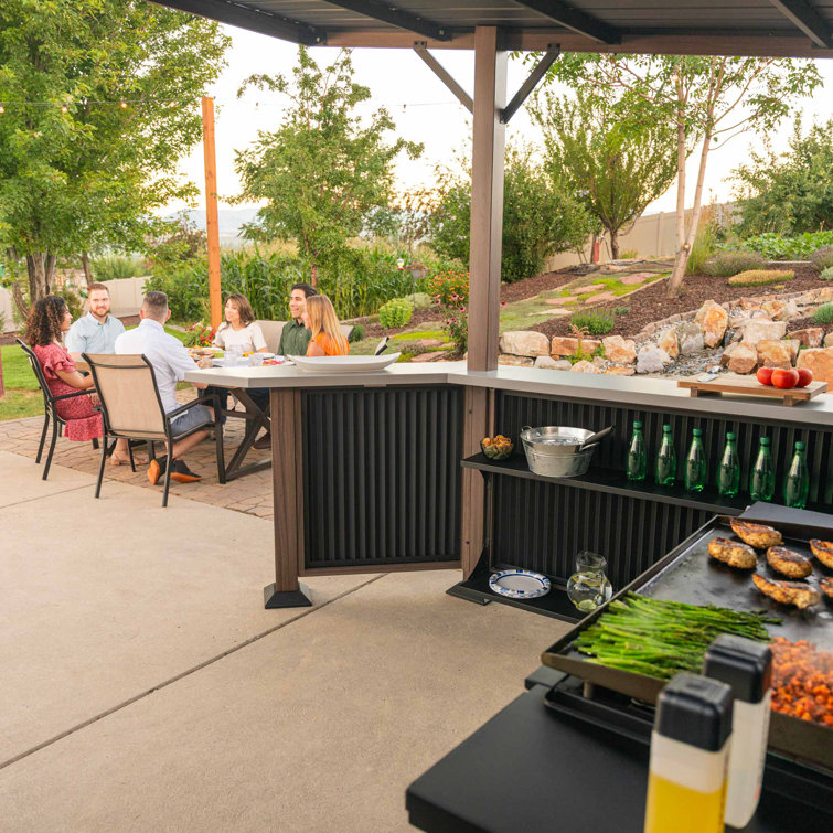 Black 10' x 10' Steel Outdoor Bar and Grill Pavilion
