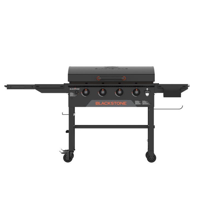 Black Stainless Steel 36" Cart Style Griddle with Hood