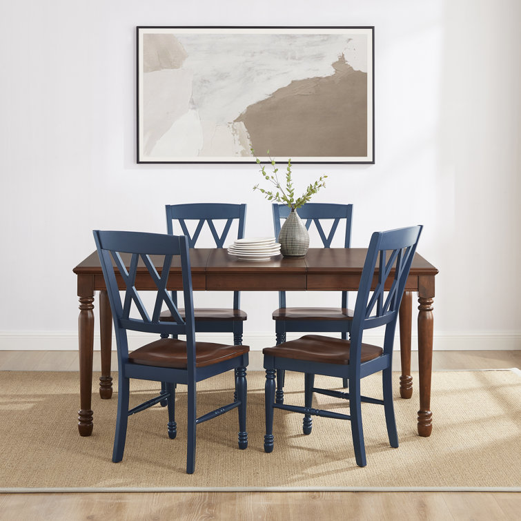 Shelby 5-Piece Navy and Cherry Dining Table Set