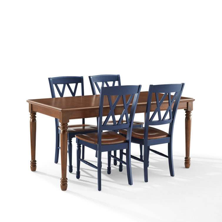 Shelby 5-Piece Navy and Cherry Dining Table Set