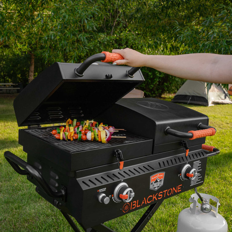 Black 49" Propane Outdoor Griddle with Stainless Steel Burners