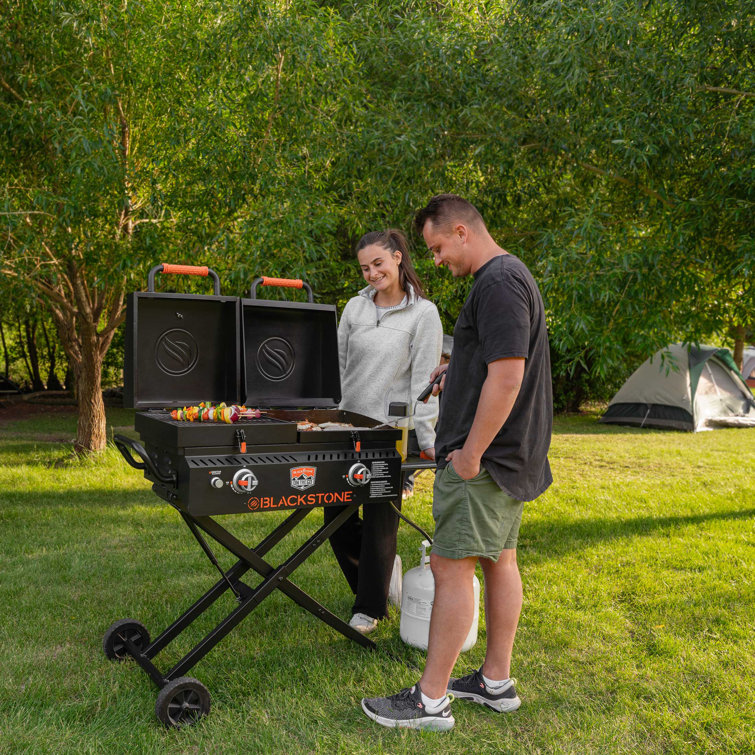 Black 49" Propane Outdoor Griddle with Stainless Steel Burners