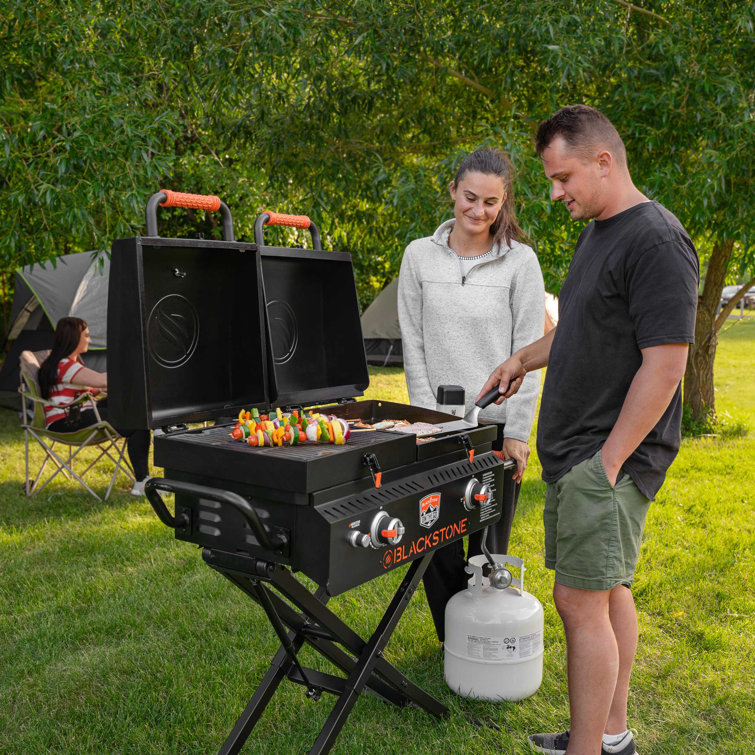 Black 49" Propane Outdoor Griddle with Stainless Steel Burners