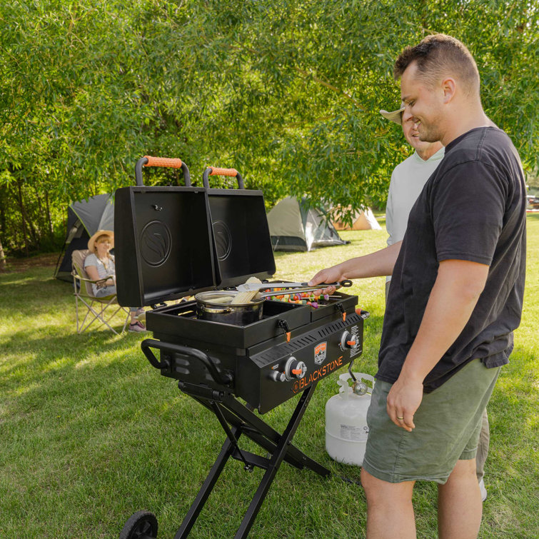 Black 49" Propane Outdoor Griddle with Stainless Steel Burners