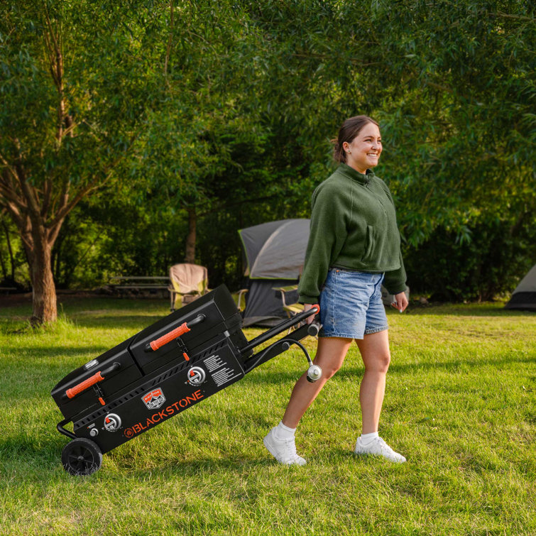 Black 49" Propane Outdoor Griddle with Stainless Steel Burners