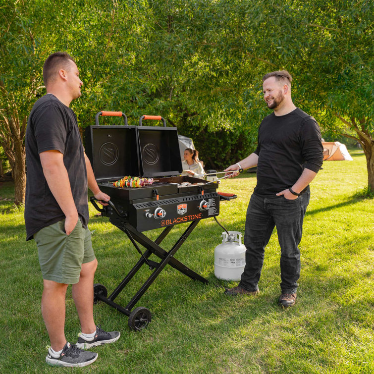 Black 49" Propane Outdoor Griddle with Stainless Steel Burners