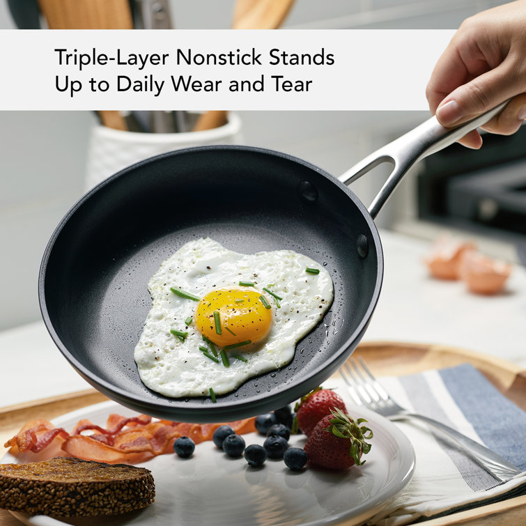 8.25-Inch Matte Black Aluminum Nonstick Frying Pan with Lid