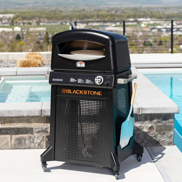 Black Outdoor Gas Pizza Oven with Stand