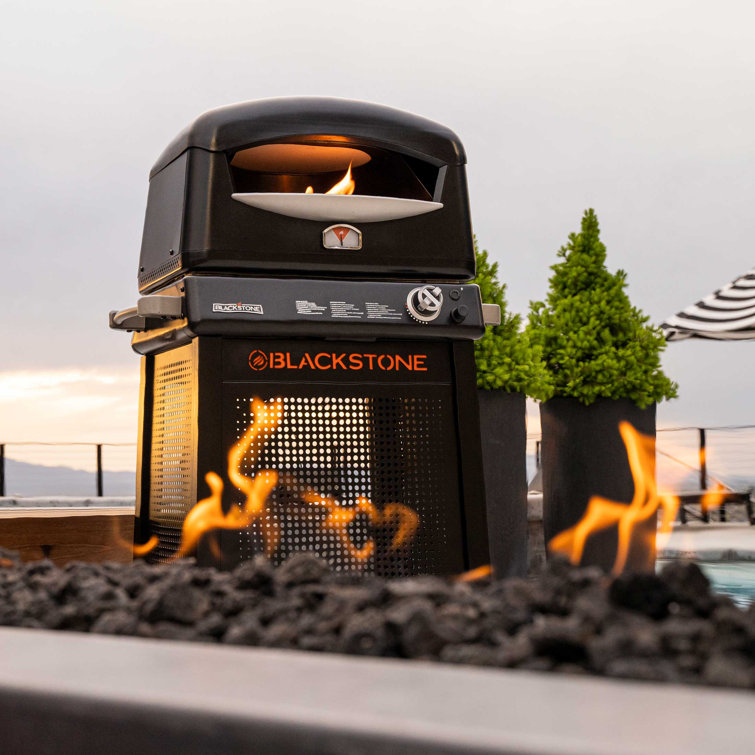 Black Outdoor Gas Pizza Oven with Stand
