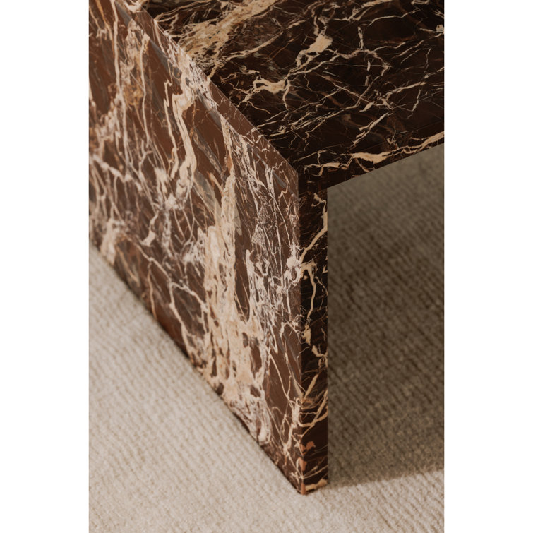 Rosso Levanto Red Marble Rectangular Coffee Table with Iron Base