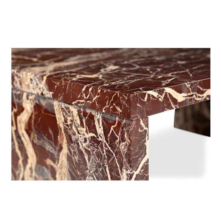 Rosso Levanto Red Marble Rectangular Coffee Table with Iron Base