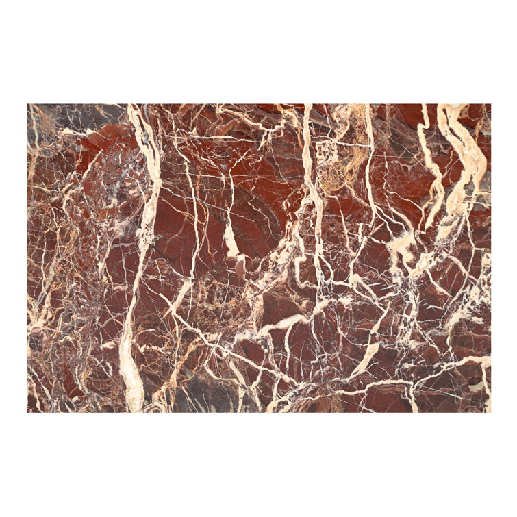 Rosso Levanto Red Marble Rectangular Coffee Table with Iron Base