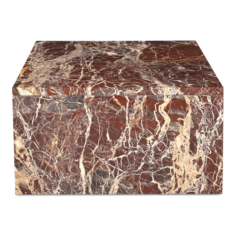 Rosso Levanto Red Marble Rectangular Coffee Table with Iron Base