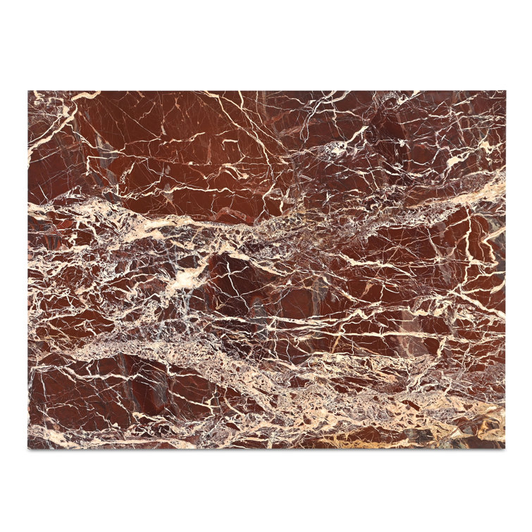 Rosso Levanto Red Marble Rectangular Coffee Table with Iron Base