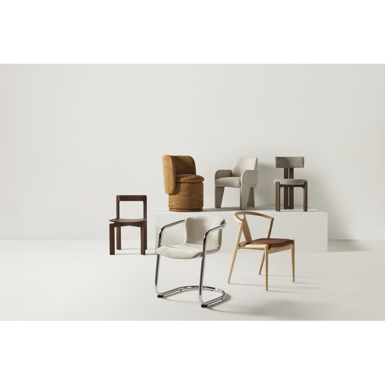 Ambra Tan Faux Leather Swivel Side Chair with Natural Wood Frame