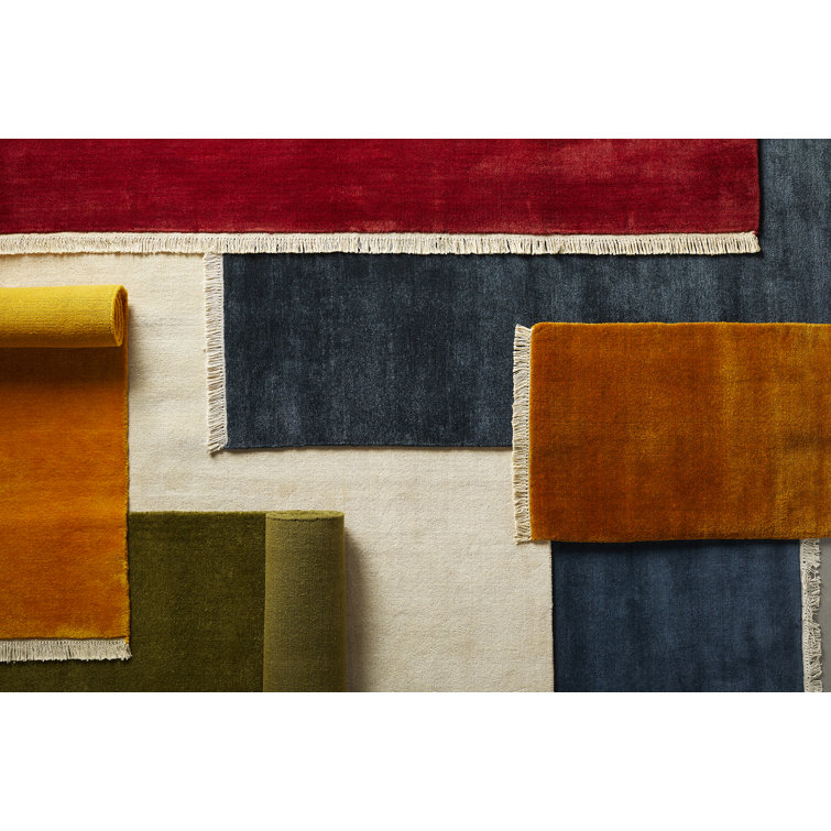 Handmade Green Wool Rectangular Fringe Rug 6' x 9'
