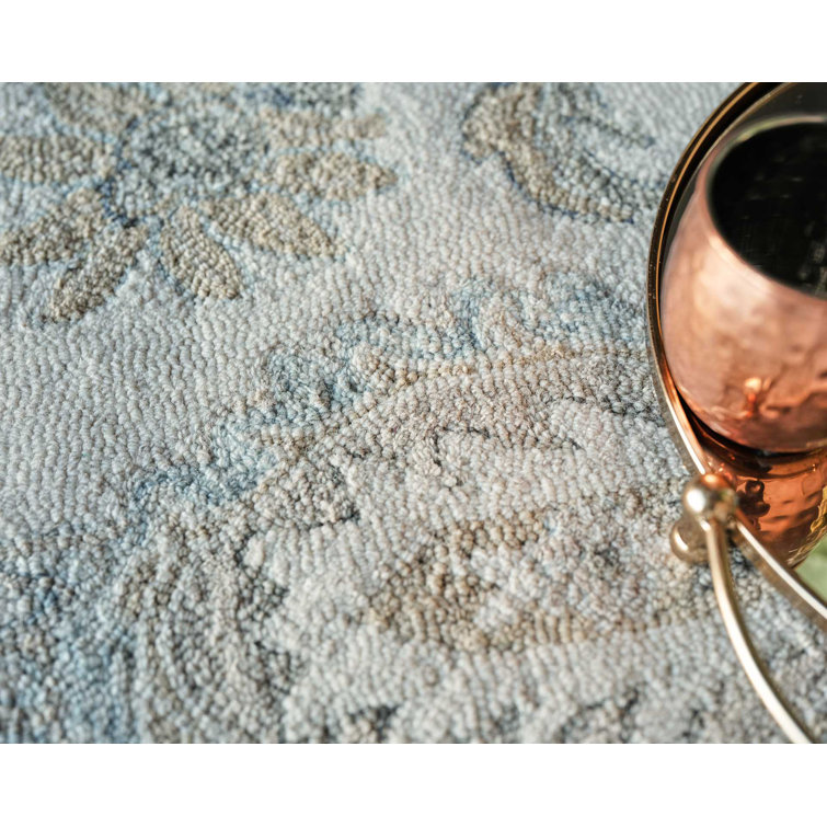 Marietta Ivory and Light Blue Handmade Wool 9' x 12' Area Rug