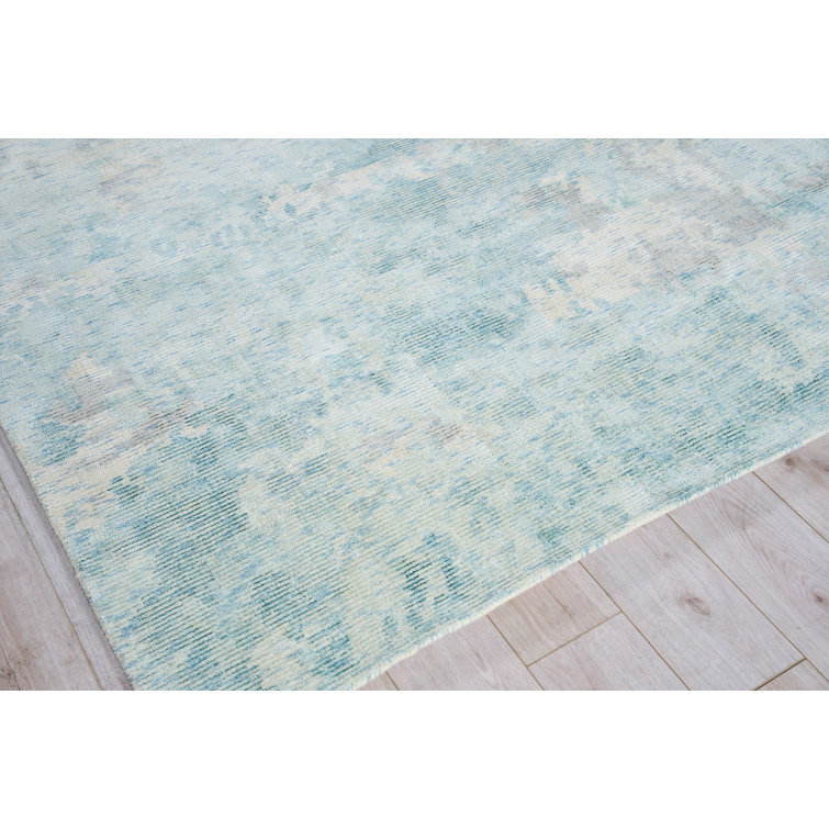Handmade Silver and Gold Wool Viscose 8' x 10' Area Rug
