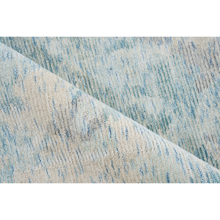 Handmade Silver and Gold Wool Viscose 8' x 10' Area Rug