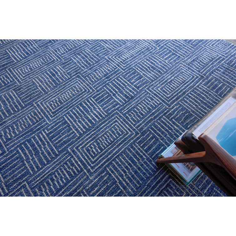 Aldridge Blue and Ivory Hand-Knotted Wool and Viscose Rug 8' x 10'