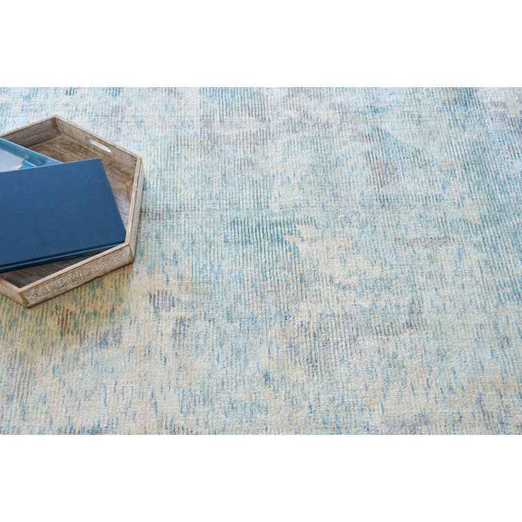 Handmade Silver and Gold Wool Viscose 8' x 10' Area Rug