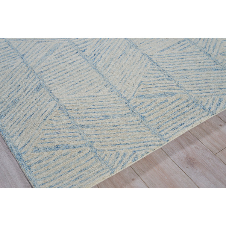 Handmade Blue and Ivory Wool Tufted 9' x 12' Area Rug