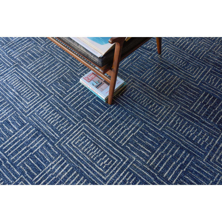 Aldridge Blue and Ivory Hand-Knotted Wool and Viscose Rug 8' x 10'
