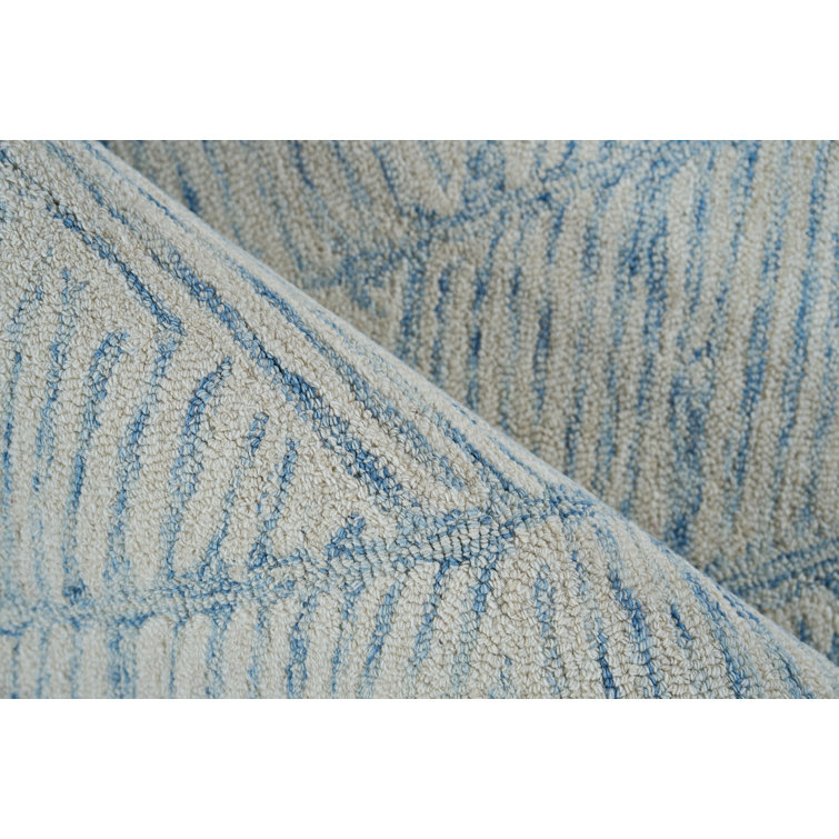 Handmade Blue and Ivory Wool Tufted 9' x 12' Area Rug