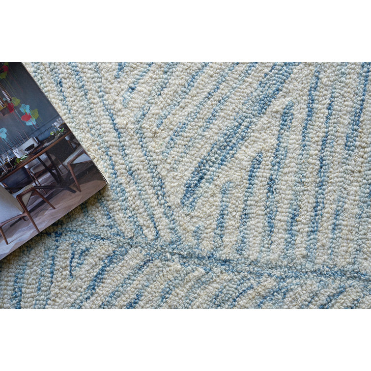 Handmade Blue and Ivory Wool Tufted 9' x 12' Area Rug