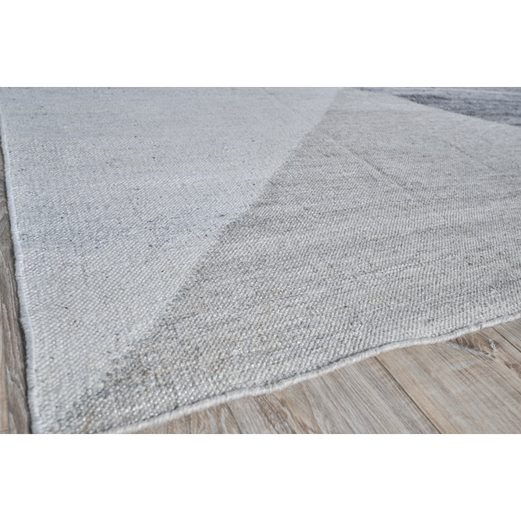 Handmade Gray Geometric Wool and Viscose Area Rug 8' x 10'