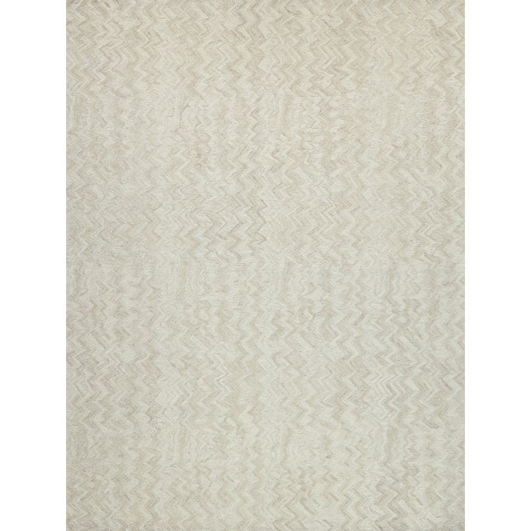 Beige Hand-Tufted Wool 8' x 10' Rectangular Area Rug