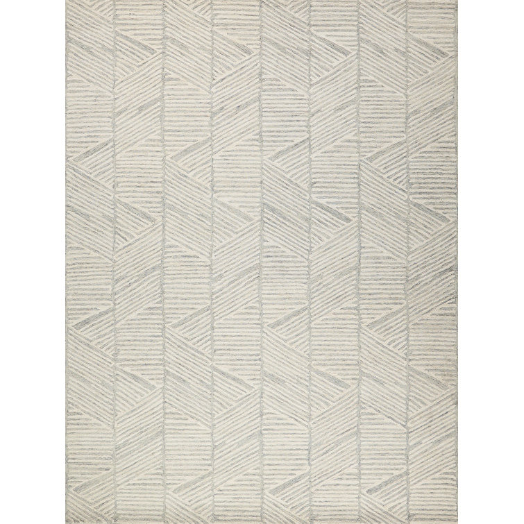 Ivory and Silver Hand-Tufted Wool Rectangular Area Rug