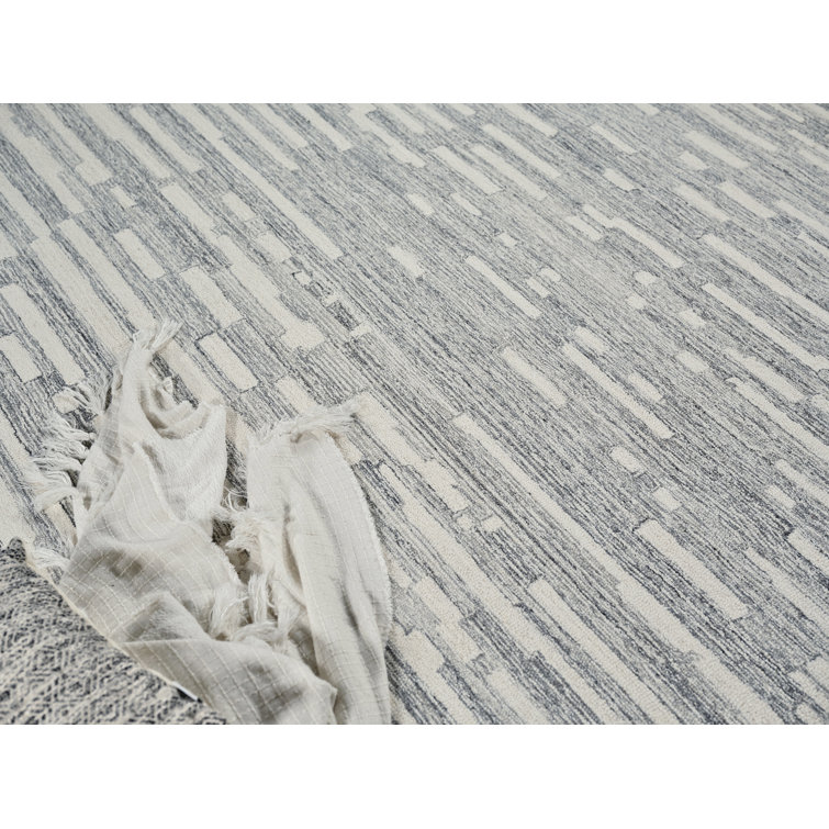 Gray and Ivory Hand-Tufted Wool Rectangular Rug 10' x 14'