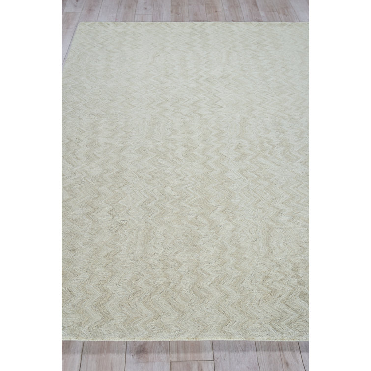 Beige Hand-Tufted Wool 8' x 10' Rectangular Area Rug